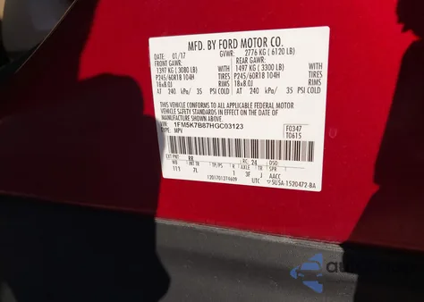 2017 Ford Explorer z USA, uszkodzony, nr VIN 1FM5K7B87HGC03123